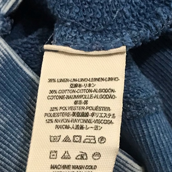 Free People Winston Lace Up Hoodie Distressed Adjustable Tie Cuffs Blue MEDIUM - Picture 7 of 9